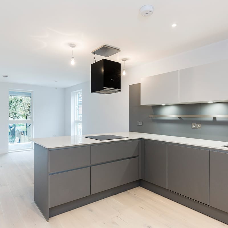 Contemporary grey designer kitchen fitting by Hubble