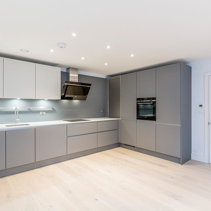 Contemporary grey designer kitchen fitting by Hubble
