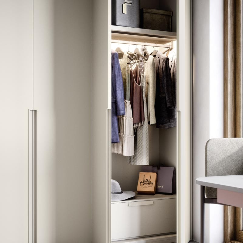 Tidy small bedroom wardrobe by Hubble Kitchen and Interiors