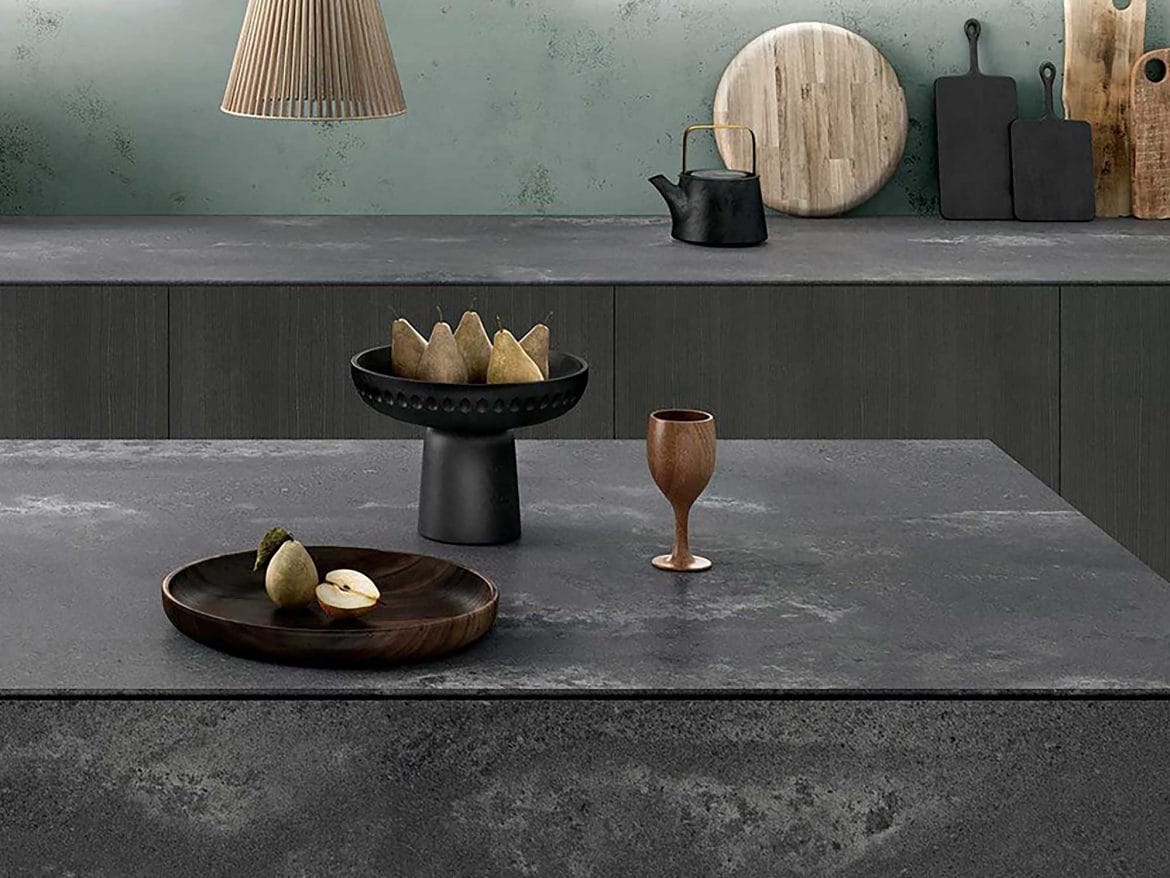 Caesarstone kitchen worktop rugged concrete render